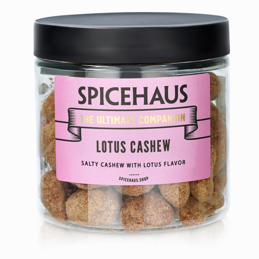 Caramelized cashews with lotus coating